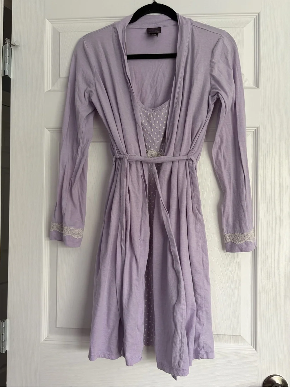 Oh Baby by Motherhood Lavender Maternity Robe with Lace Trim